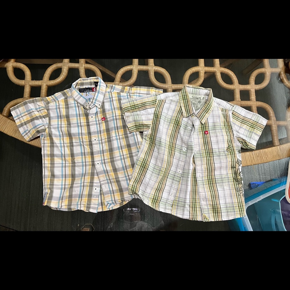 Two Quicksilver Button Down Surf/Skate Shirts 2T